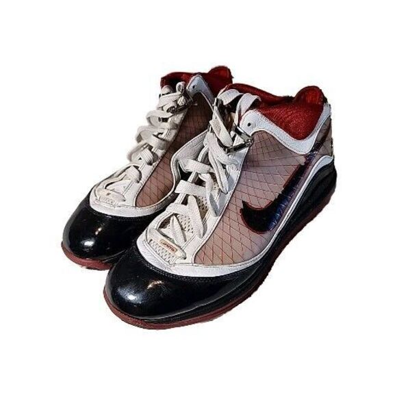 Nike Shoes MENS 10 Air Max Lebron VII Chicago Bred 375664-102 MVP White Red Blck - Picture 1 of 13